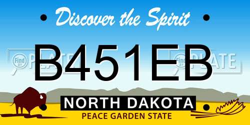 B451EB North Dakota License Plate