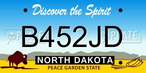 B452JD North Dakota License Plate