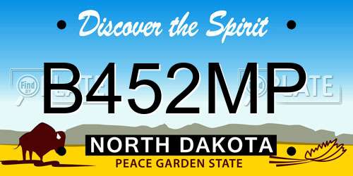 B452MP North Dakota License Plate