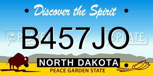 B457JO North Dakota License Plate