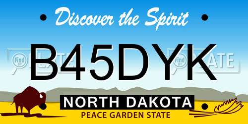 B45DYK North Dakota License Plate