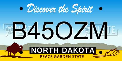 B45OZM North Dakota License Plate