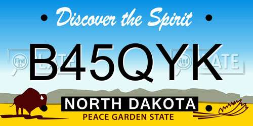 B45QYK North Dakota License Plate