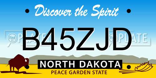B45ZJD North Dakota License Plate