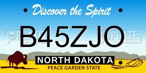 B45ZJO North Dakota License Plate