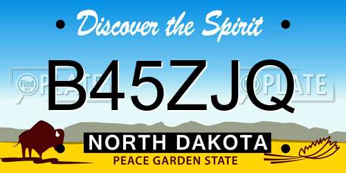 B45ZJQ North Dakota License Plate