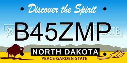 B45ZMP North Dakota License Plate