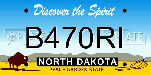 B470RI North Dakota License Plate