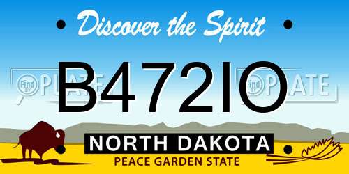 B472IO North Dakota License Plate