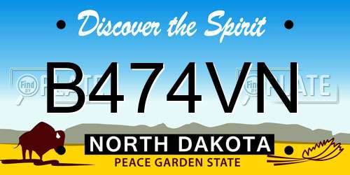 B474VN North Dakota License Plate