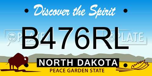B476RL North Dakota License Plate
