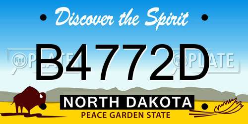 B4772D North Dakota License Plate