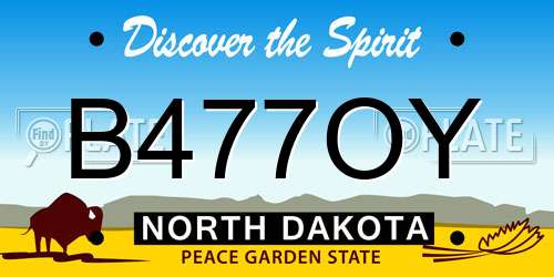 B477OY North Dakota License Plate