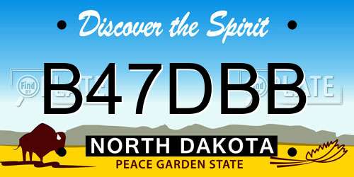 B47DBB North Dakota License Plate