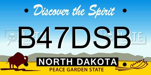B47DSB North Dakota License Plate