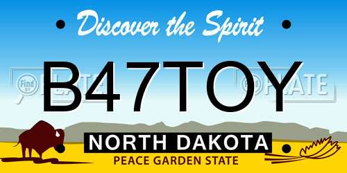 B47TOY North Dakota License Plate