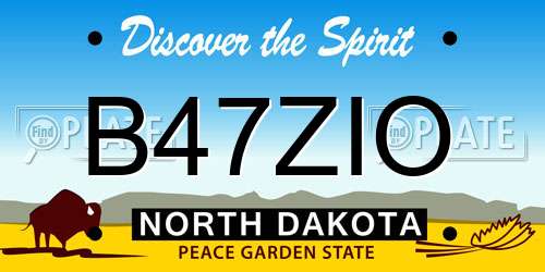 B47ZIO North Dakota License Plate