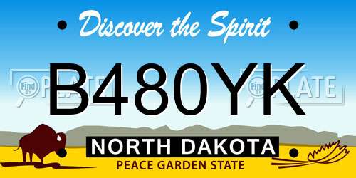 B480YK North Dakota License Plate