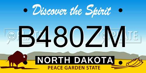 B480ZM North Dakota License Plate