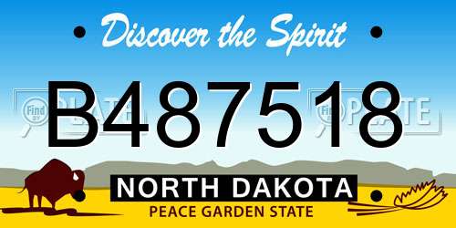 B487518 North Dakota License Plate