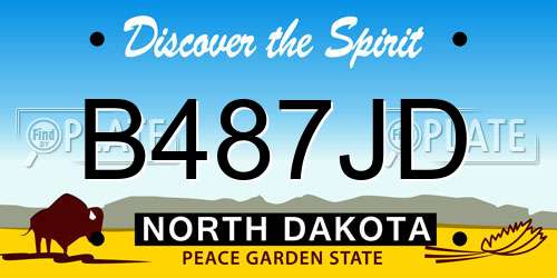B487JD North Dakota License Plate