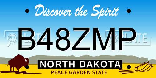 B48ZMP North Dakota License Plate