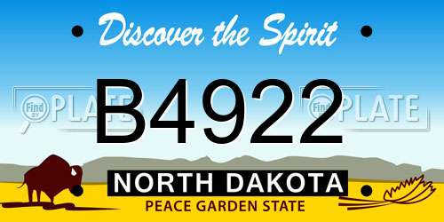 B4922 North Dakota License Plate
