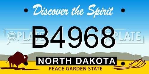 B4968 North Dakota License Plate