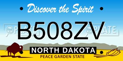 B508ZV North Dakota License Plate