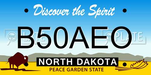 B50AEO North Dakota License Plate