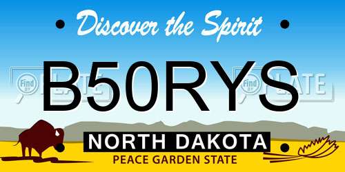 B50RYS North Dakota License Plate