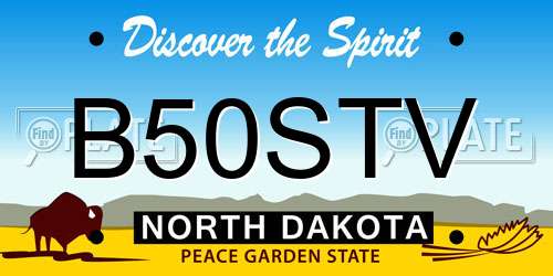 B50STV North Dakota License Plate