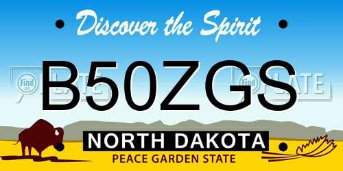 B50ZGS North Dakota License Plate