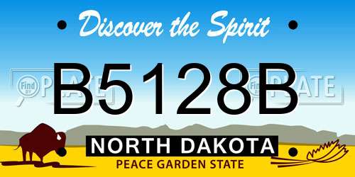 B5128B North Dakota License Plate