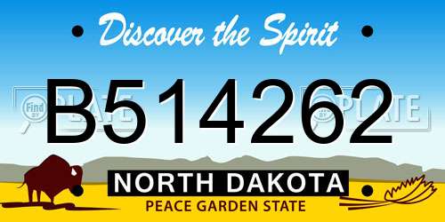 B514262 North Dakota License Plate