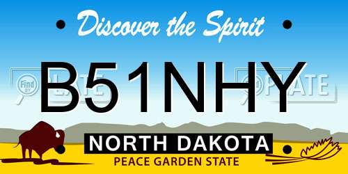 B51NHY North Dakota License Plate