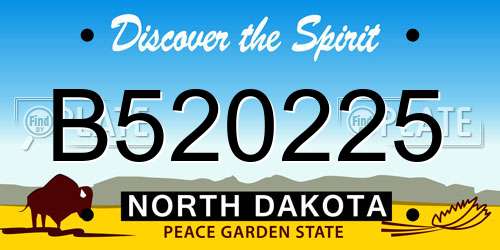 B520225 North Dakota License Plate