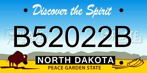 B52022B North Dakota License Plate