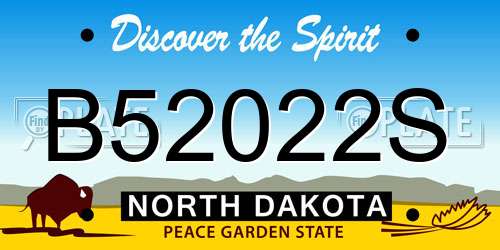 B52022S North Dakota License Plate