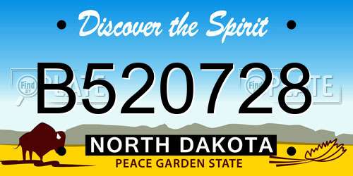 B520728 North Dakota License Plate