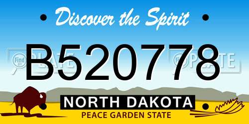 B520778 North Dakota License Plate