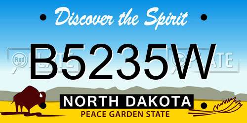 B5235W North Dakota License Plate