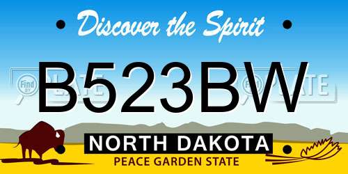 B523BW North Dakota License Plate