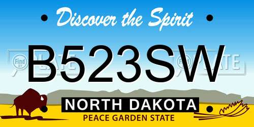 B523SW North Dakota License Plate