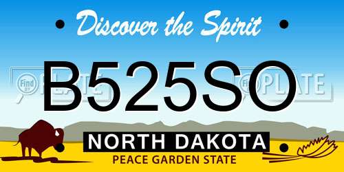 B525SO North Dakota License Plate