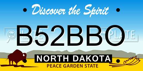 B52BBO North Dakota License Plate