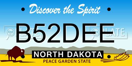 B52DEE North Dakota License Plate