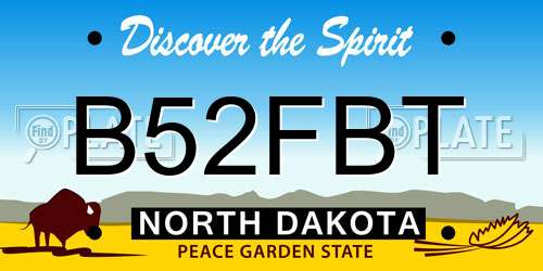 B52FBT North Dakota License Plate