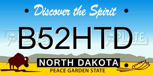 B52HTD North Dakota License Plate