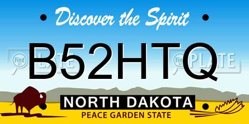 B52HTQ North Dakota License Plate